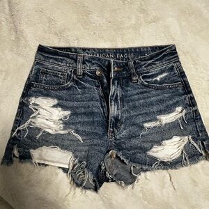 American Eagle Outfitters Women's Distressed Denim Shorts - Black